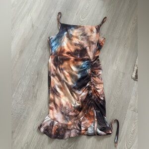 SHEIN multicolored dress with tie on the bottom side. Size large.